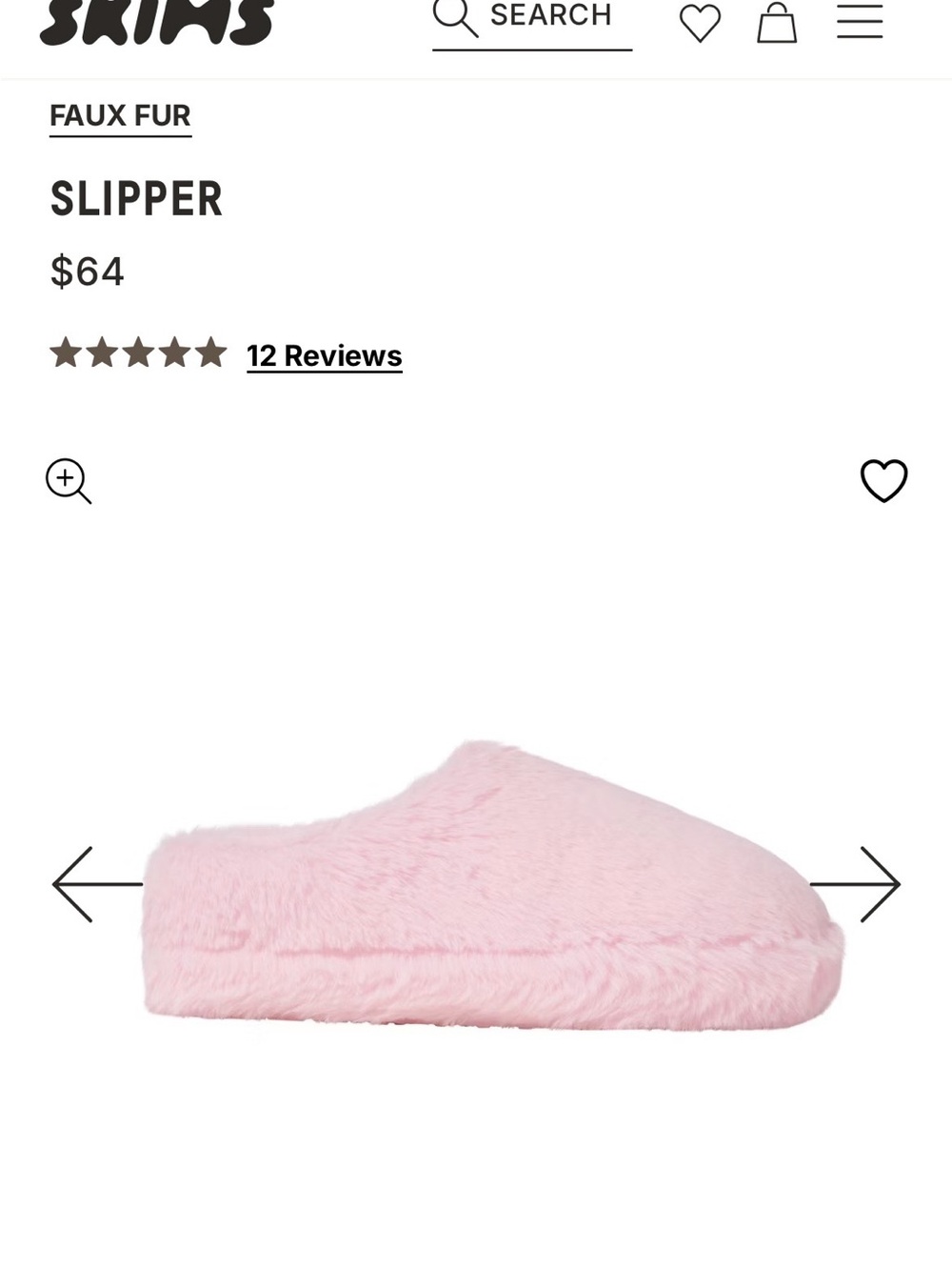 SKIMS Pastel Pink Faux Fur Slip-On Slipper